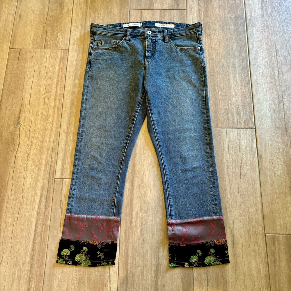 Pilcro and the Letterpress Blue Boyfriend Jeans with Floral Cuffs - Picture 2 of 7